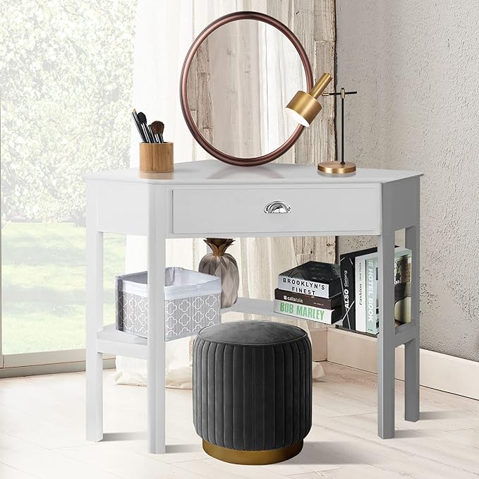 Giantex with One Drawer and One Storage Shelf, White Finish - LeafyLoom