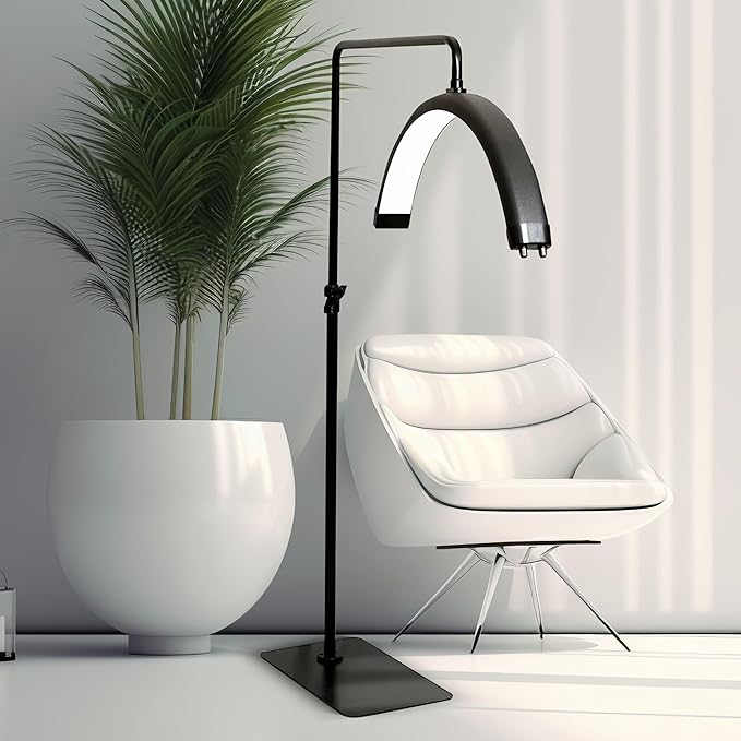 LED Floor Light, Half Moon Lamp for Lash Extension, Lighting for Beauty, Skincare, Lashes, Eyebrows, Filming Content Creation-Modern Black - LeafyLoom