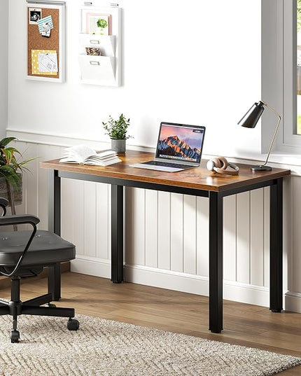 Need Small Desk, 31.5 inch Sturdy Writing Desk for Small Spaces, Small Computer Desk Teens Desk Study Table Laptop Desk Home Ofice Desk, Black Metal Frame, Rustic Brown - LeafyLoom