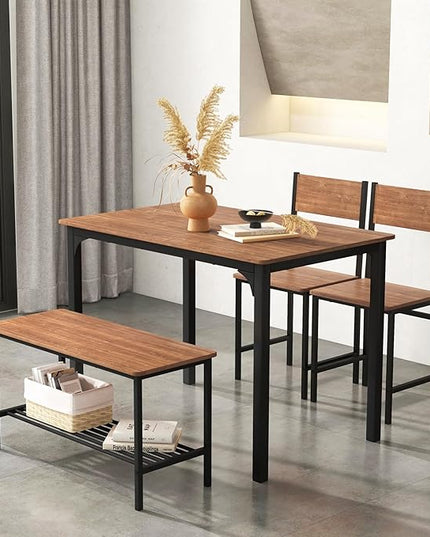 GLACER Dining Table Set, Small, Teak - LeafyLoom