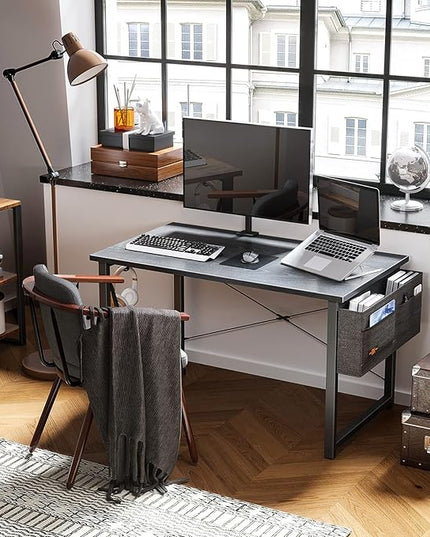 ODK Computer Desk Large Office Desk, 48 Inch Gaming Desk with Storage, Modern PC Desk Work Table with Headphone Hook for Home Office, Gray - LeafyLoom