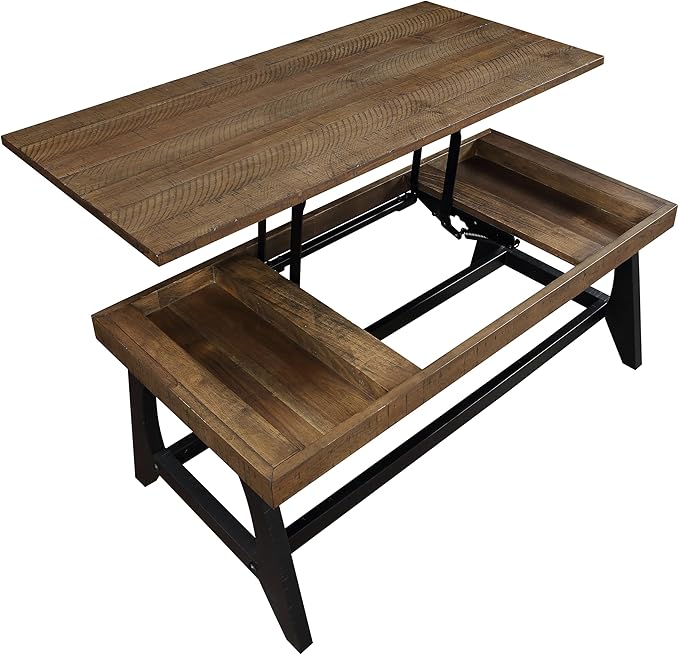 NicBex Coffee Table Wooden Lift Top Coffee Table with Storage Center Tables with Hidden Compartments and Legs Lift Tabletop Dining Table for Living Room, Office, and Bedroom,117" W, Light Brown - LeafyLoom