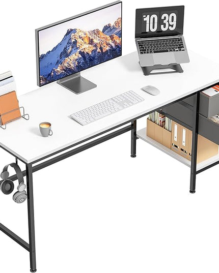 HOMIDEC Office Desk, Computer Desk with Drawers 47" Study Writing Desks for Home with Storage Shelves, Desks & Workstations for Home Office Bedroom - LeafyLoom