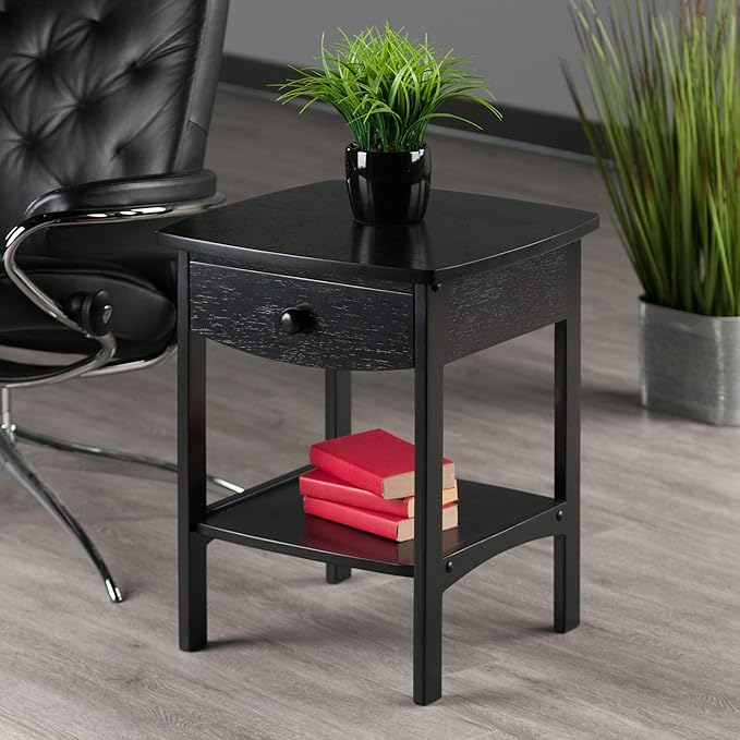Winsome Basics Solid Wood End Table Nightstand - LeafyLoom