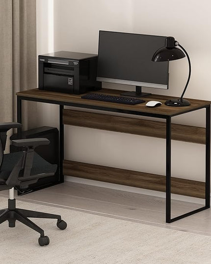 Furinno Moretti Modern Lifestyle Enhanced Study Desk 52 Inch, 52-Inch, Columbia Walnut - LeafyLoom