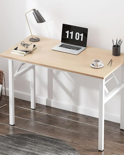 Need Small Desk 31 1/2" No Assembly Foldable Writing Table,Sturdy and Heavy Duty Folding Computer Desks for Small Space/Home Office/Dormitory AC5AW(80 * 40) - LeafyLoom