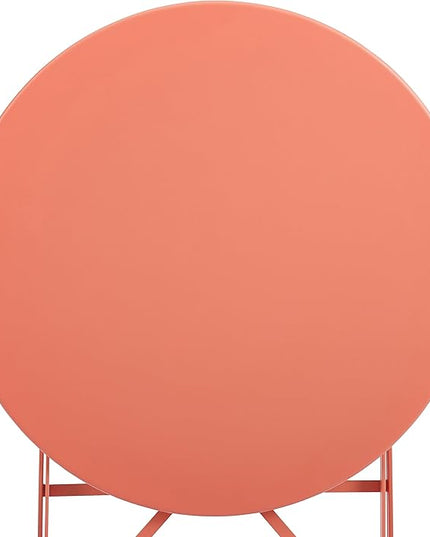 Crosley Furniture CF7390-CO Karlee Retro Metal Indoor/Outdoor 3-Piece Bistro Set with Table and 2 Chairs, Coral - LeafyLoom