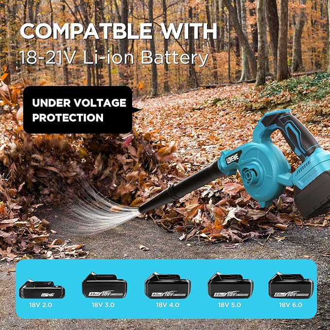 Cordless Leaf Blower, 150Mph 3 Speed Mode Handheld Electric Leaf Blowers 2-in-1 Lightweight Mini Cordless Leaf Vacuum with Brushless Motor for 18-21V Battery(Battery Not Included) - LeafyLoom