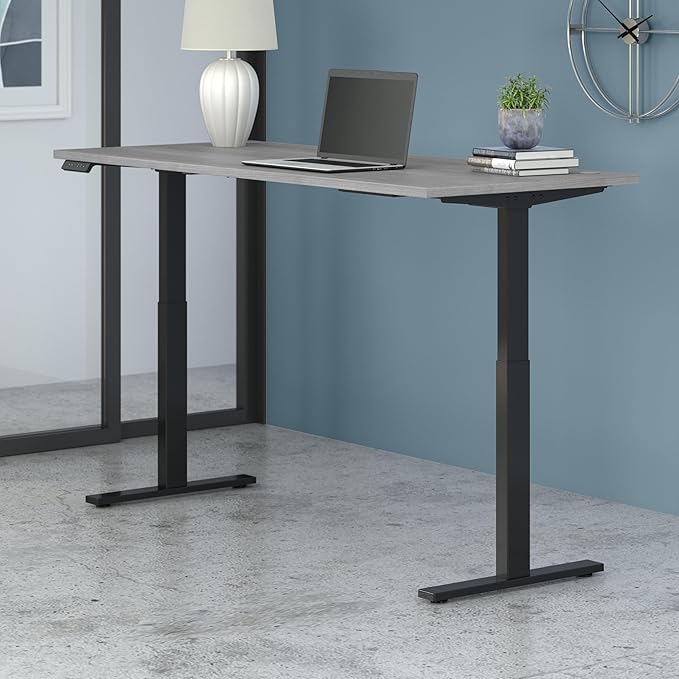 Bush Business Furniture Move 60 Electric Ergonomic Sit-Stand Computer Table for Home and Professional Office, 72W x 30D, Platinum Gray - LeafyLoom