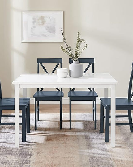 Walker Edison Bennet Bennett Farmhouse 5 Piece Table and X Back Chair Dining Set, Set of 5, Navy Blue - LeafyLoom