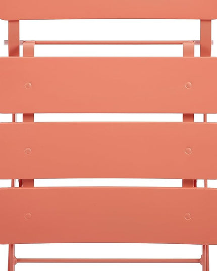 Crosley Furniture CF7390-CO Karlee Retro Metal Indoor/Outdoor 3-Piece Bistro Set with Table and 2 Chairs, Coral - LeafyLoom