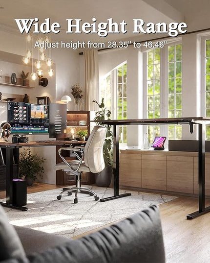 Monomi Electric Standing Desk, 63 x 28 inches Height Adjustable Desk, Ergonomic Home Office Sit Stand Up Desk with Memory Preset Controller (Rustic Brown Top/Black Frame) - LeafyLoom