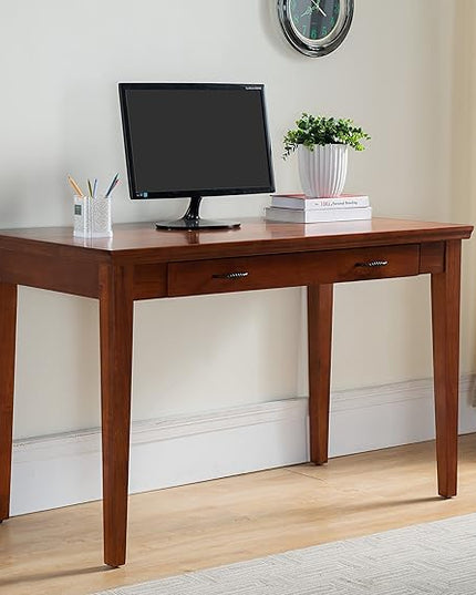 Leick Home 87400 Laptop Desk with Drop Front Keyboard Drawer, Westwood Cherry - LeafyLoom