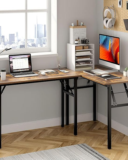 Need Office Computer Desk - 47.2L Sturdy and Heavy Duty Folding Laptop Table,Writing Table/Home Office Desk/Sewing Table,No Assembly Required,Rustic Brown AC5FB(120 * 60) - LeafyLoom