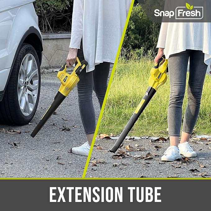 SnapFresh Leaf Blower - 20V Leaf Blower Cordless with Battery & Charger, Electric Leaf Blower for Lawn Care, Battery Powered Leaf Blower Lightweight for Snow Blowing(Yellow) - LeafyLoom