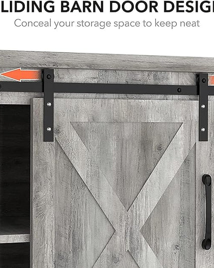 IDEALHOUSE TV Stand Farmhouse Entertainment Center for 65 Inch TV & Media Furniture, Rustic TV Stands with Storage and Barn Doors TV Console Table Under TV Cabinet for Living Room, Rustic Grey - LeafyLoom