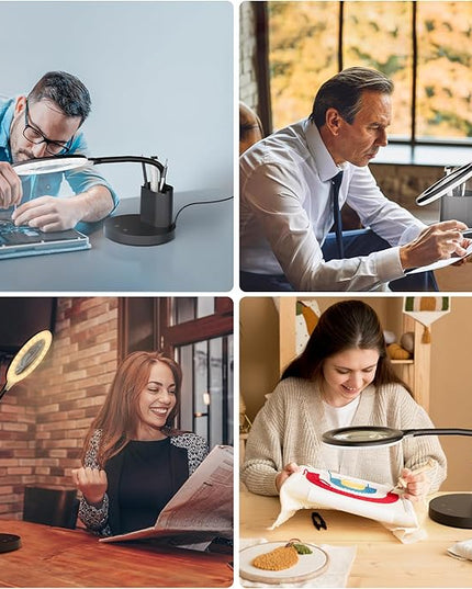 5X Magnifying Glass with Light, Lighted Magnifying Glass with Stepless Dimmable Pen Holder, Diamond Painting Accessories for Close Work Diamond Painting Accessories Crafts - LeafyLoom