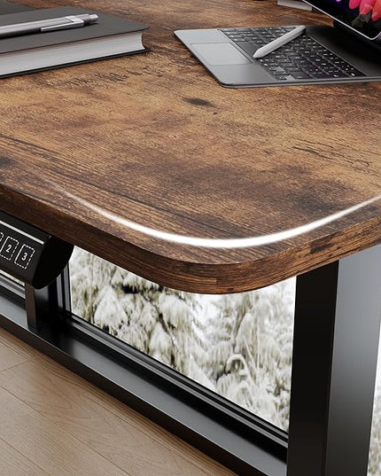 Monomi Electric Standing Desk, 71 x 31.5 inches Height Adjustable Desk, Ergonomic Home Office Sit Stand Up Desk with Memory Preset Controller (Rustic Brown Top/Black Frame) - LeafyLoom