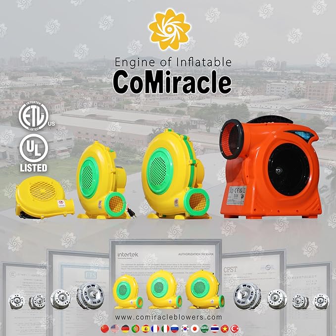 CoMiracle Air Blowers, 480 W Inflatable Bounce House Air Blower, Outdoor Inflatable Castle and Jump Slides Blower - LeafyLoom