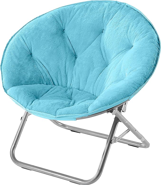 Faux Fur Saucer Chair, Light Blue - LeafyLoom