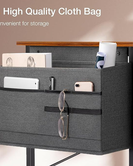 ODK Computer Desk, 40 Inch Small Study Desk, Office Desk with Storage, Work Table with Headphone Hook for Small Space Home Office, Deep Brown - LeafyLoom