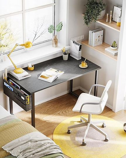 ODK Computer Desk, 40 Inch Small Study Desk, Office Desk with Storage, Work Table with Headphone Hook for Small Space Home Office, Gray - LeafyLoom