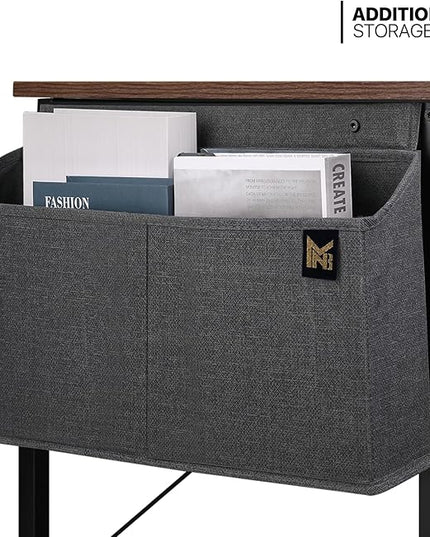 MoNiBloom 40 Inches Computer Desk with Storage Bag, Study Work Writing Table w/Metal Frame for Home Office, Walnut Color - LeafyLoom