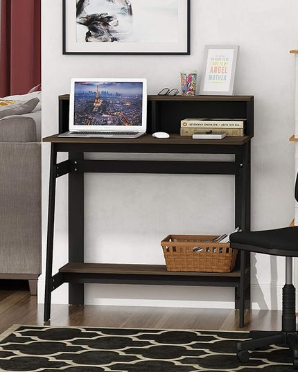 Furinno Simplistic A Frame Computer Desk, 17.9"D x 31.6"W x 35.5"H, Columbia Walnut - LeafyLoom