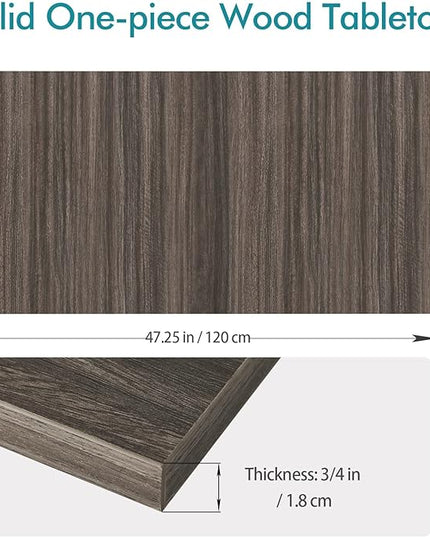 Kaboon Universal Tabletop 47.25"x30", Solid One-Piece Melamine Table Top, Double Desk L-Desk DIY, Home and Office,Eucalyptus/Dark Walnut - LeafyLoom