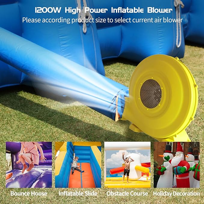 Inflatable Blower,1200W 1.5 HP Inflatable Bouncer Blower,Air Blower for Inflatables,Commercial Bounce House Blower for Bounce House,Inflatable Figures Outdoor Christmas Decorations - LeafyLoom