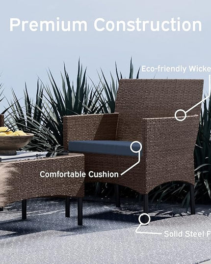 Nestl Outdoor Patio Furniture Sofas, Standard, Brown Base/Navy Blue Cushions - LeafyLoom
