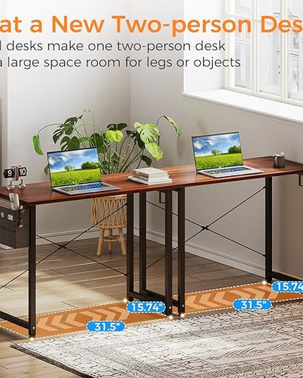 ODK Laptop Desk Study Desk, 32 Inch Small Desk, Writing Desk with Storage, Work Table with Headphone Hook for Small Space Home Office, Deep Brown - LeafyLoom