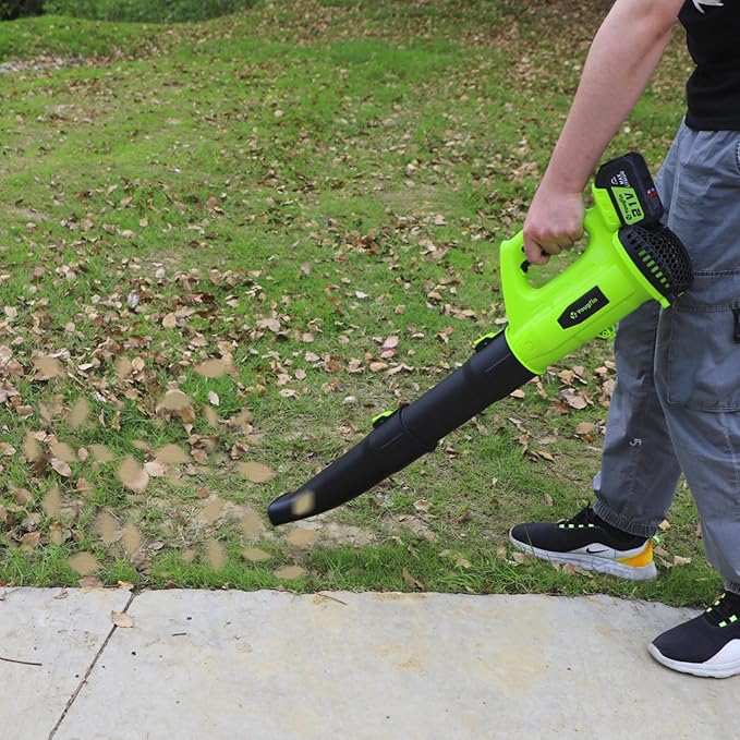 Yougfin Cordless Leaf Blower, 320 MPH 21V Electric Blowers for Lawn Care, Battery Powered Blower with 6 Speed Mode (4.0Ah Battery & Charger Included) - LeafyLoom