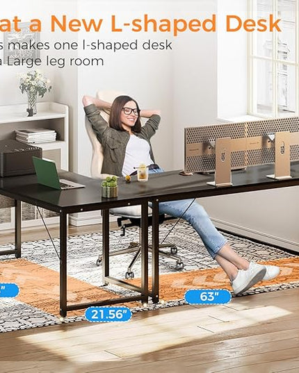 ODK Computer Desk Large Office Desk, 63 Inch Gaming Desk with Storage, Modern PC Desk Work Table with Headphone Hook for Home Office, Black - LeafyLoom