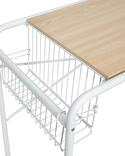 Honey-Can-Do Home Office Computer Desk with Side Basket, White OFC-09918 White - LeafyLoom