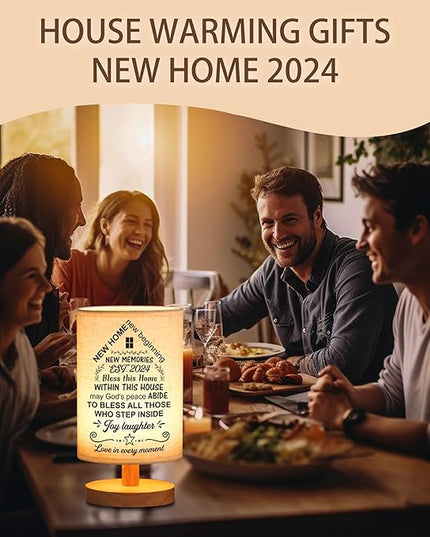 WSYEAR Housewarming Gift for New House Decor, Table Lamp Housewarming Gift Ideas,House Warming Gifts New Home Women Couple, New Home New Adventure New Memories - LeafyLoom