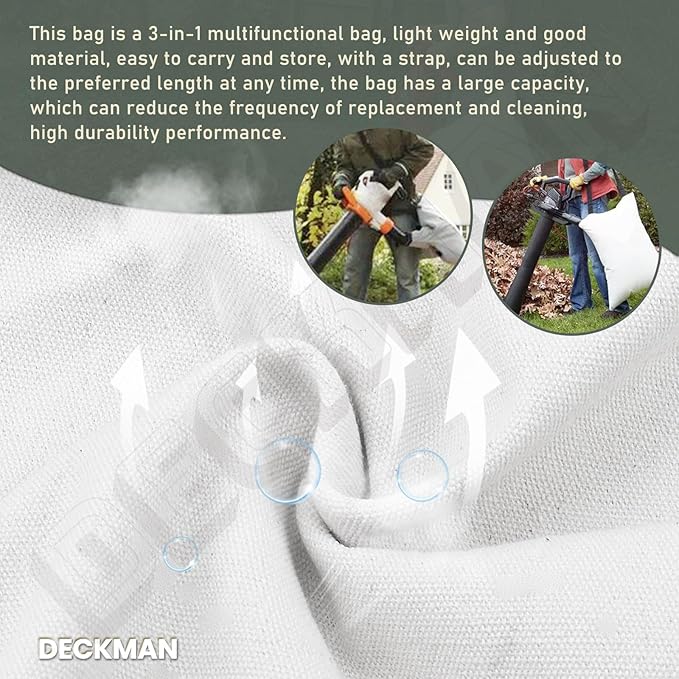 DECKMAN Blower Debris Vacuum Bag/Leaf Blower Vac Bag Compatible with Portland 12 Amp 3-in-1 Electric Blower Vacuum Mulcher 62337 - LeafyLoom