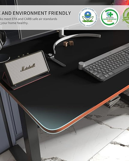 Monomi Height Adjustable Electric Standing Desk, 48 x 24 Inches Sit Stand up Desk, Memory Computer Home Office Desk (Black Frame+ Black Top) - LeafyLoom