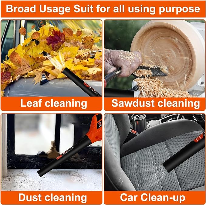 Leaf Blower Cordless,21V Handheld Electric Leaf Blower with 4.0Ah Battery and Charger, 2 Speed Mode, Lightweight Battery Powered Leaf Blower for Lawn Care, Patio, Yard, Sidewalk (Orange) - LeafyLoom