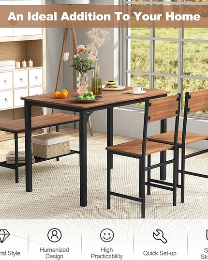 GLACER Dining Table Set, Small, Teak - LeafyLoom