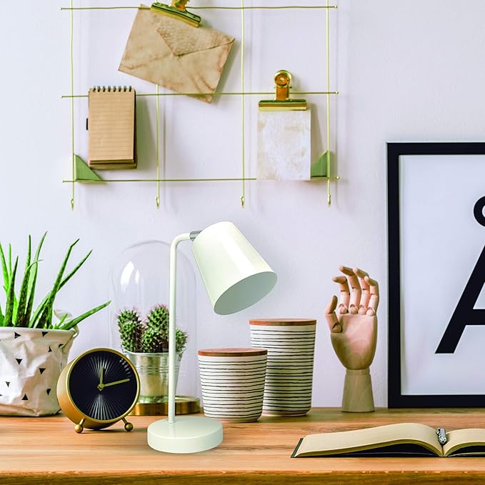 Newhouse Lighting NHDK-OS-WH Oslo Contemporary Desk Lamp with LED Bulb Included, White - LeafyLoom