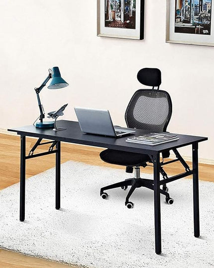 Need Home Office Desk - 60 Inches Large Computer Desk Sturdy Black Table Foldable Desk Gaming Computer Table No Assembly Required AC5CB 60 inch - LeafyLoom