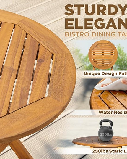 Wood Wicker Design Heavy Duty 400lbs Capacity Premium Patio Bistro Set 3 Piece Outdoor, Onesize - LeafyLoom