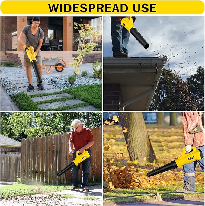 Leaf Blower, 3000W High Power Turbine Handheld Electric Leaf Blower, with 82 feet Extra Long Power Cord, 6-Gear Wind Speed Regulation, for Lawn Care, Yard, Garage, Patio, Blowing Leaves and Snow - LeafyLoom