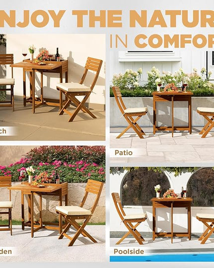 Natural Bistro Set, Onesize, Flower Shelf Table - LeafyLoom
