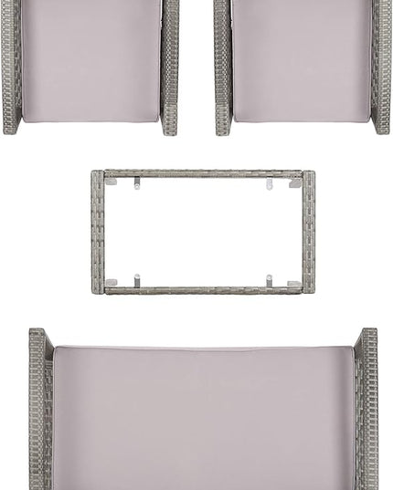 Safavieh PAT7507B Collection Bassey Grey 4-Piece Outdoor Living Patio Set - LeafyLoom