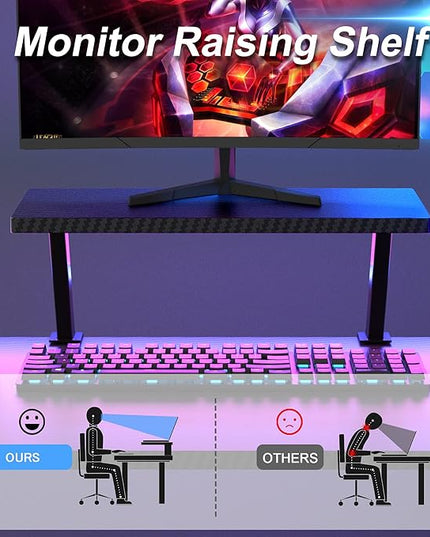 Mr IRONSTONE L Shaped Gaming Desk, Computer Corner Desk Carbon Fiber Surface for Home Office, Writing Study Desk with Laptop Stand, Easy to Assemble, Carbon Fiber, 51 Inch - LeafyLoom