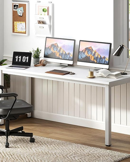 Need 63 Inch Large Computer Desk - Modern Simple Style Home Office Desk Gaming Desk, Basic Writing Table for Study Student, White Desk - LeafyLoom