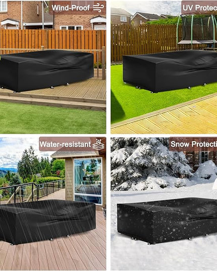 Waterproof Patio Furniture Set Cover,Outdoor Dining Table and Chairs Set Cover,Outside UV Resistant Snow Protection Cover,Rectangle Couch Sectional Cover- Fits up to 107L x 66W x 28H inches - LeafyLoom