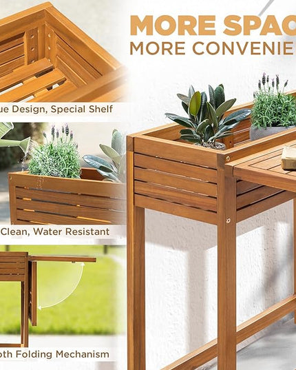 Natural Bistro Set, Onesize, Flower Shelf Table - LeafyLoom